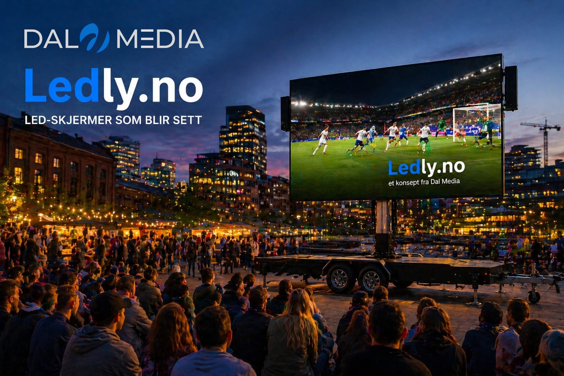 Ledly mobil LED-skjerm med fotballkamp foran fullt publikum
